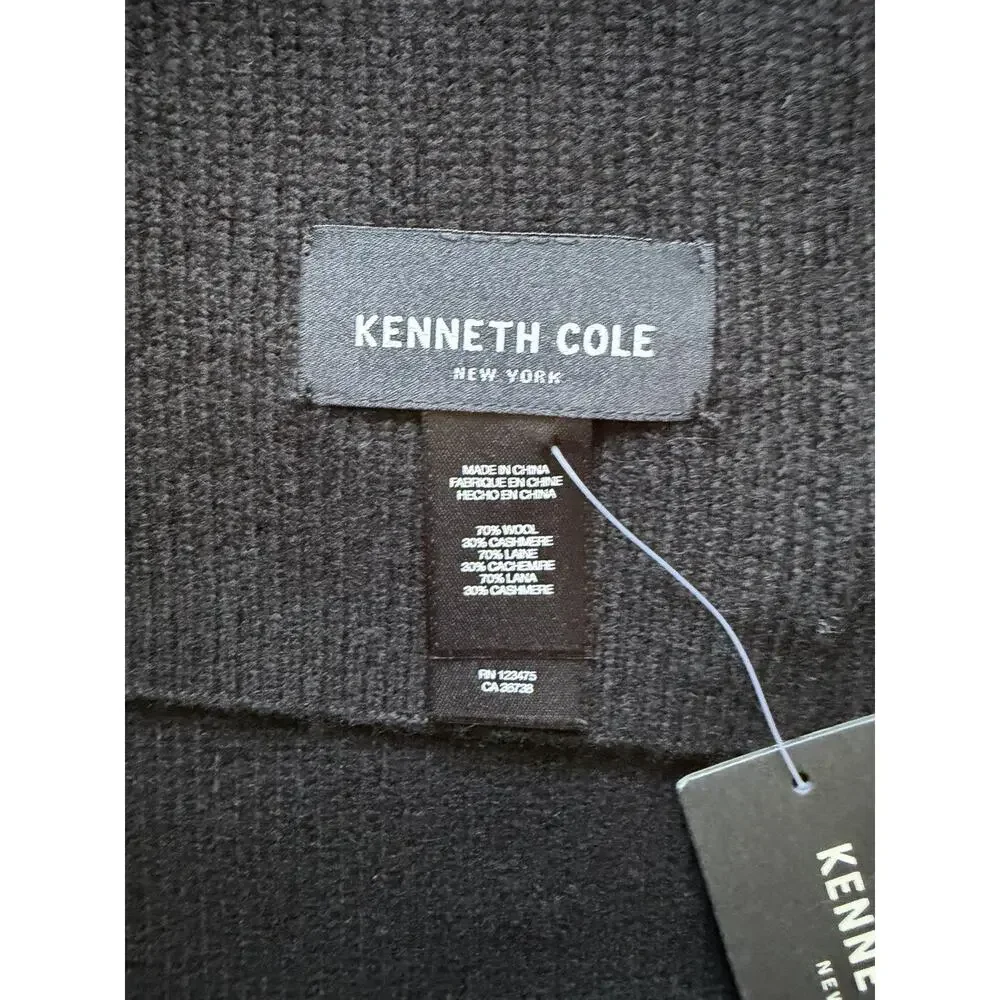 Kenneth Cole New York Black Wool Cashmere Scarf Men’s NWT Soft Knit Winter